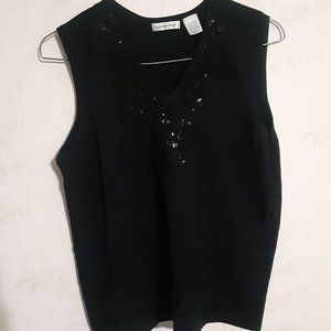 Laura Ashley Women's Sequined Sleeveless Top in Size L